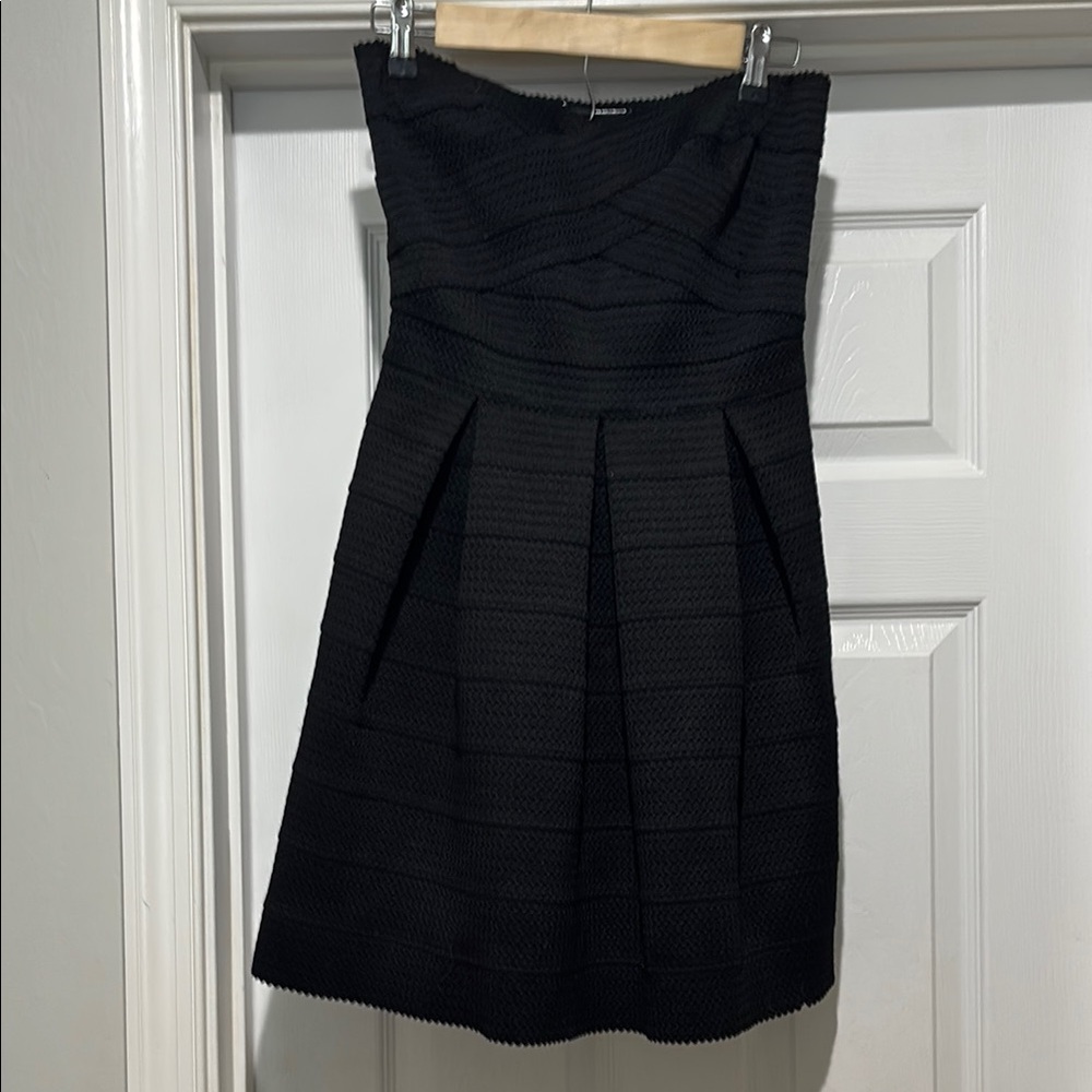 Express Elegant Black flare Strapless Dress